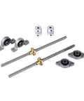 Heavy Duty T8 Lead Screw Kit With Nut For CNC And 3D Printer, 8mm Lead Screw, Smooth Low Noise Travel shown with bearings