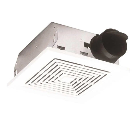 Quiet Low Noise Ceiling And Wall Ventilation Fan, 50 CFM, 4.0 Sones, White, installs between ceiling joists or wall studs
