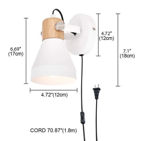 Dimensions of Wooden Plug In Wall Sconce Set Of 2 Matte White Chic Rotatable 360 Degree Wall Lamps With On Off Cord Switch