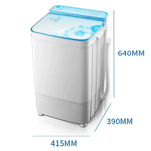 No Sweat Portable Washer With Easy Turn Timer Semi Auto Laundry Machine dimensions shown, compact design for tight spaces.