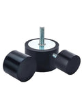Badass Heavy Duty Rubber Shock Absorber Mounts With Male Threaded Ends For Air Compressors Mini Split Heat Pumps And Industrial Machinery, black rubber design.