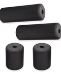 Deck Wheel Roller Caster Kit with two 67240 and two 30240-0 rollers for lawn mowers, black cylindrical shape visible.