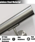 Close-up of Heavy Duty Stainless Steel Handrail Kit for Indoor and Outdoor Decks Stairs and Balconies with high brightness.