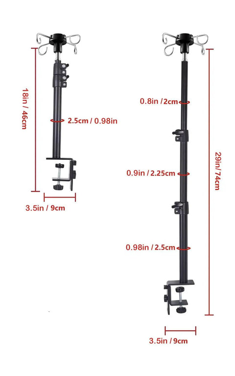 Heavy Duty Flex Shaft Rotary Tool Hanger Stand With Table Clamp, Height Adjustable From 14 To 28 Inches, front view