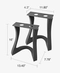 Industrial Steel Coffee Table Legs 16 Inch High, Set of 2, Handmade Modern Farmhouse Table Supports with Nature-Inspired Curves.