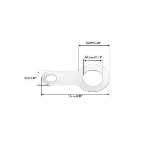 Soldering Lug Plate Ring Terminal For PCB Wiring 12x6x3.2mm Solid Wire Connection with dimensions marked