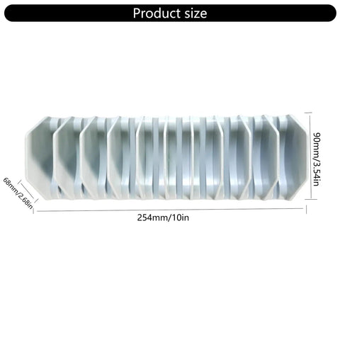 Two Piece Tool Drawer Organizers Storage Holder with size dimensions and side view of stackable plier rack compartments.