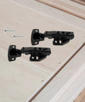 3 Pack Black Stainless Steel Cabinet Hinges For Frameless Cabinets Full Overlay Concealed Design with screws visible