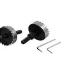 Pro Grade Two Piece 42mm Hole Saw Set With 6mm Drill Bit, 69mm Overall Length, Heavy Duty HSS Spring Loaded Design, Includes Two Hex Wrenches And Case