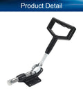 Heavy Duty Push Pull Toggle Clamp Delivers Killer 850 Lbs Holding Capacity Top Shelf Quick Release Design Features A Big Black Square Handle And Smooth 44Mm Stroke Zinc Plated Carbon Steel With Adjustable M10 Flex shown from side angle with a black handle and base.
