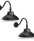 2 Pack 14 Inch Black Gooseneck Barn Light LED Fixture For Indoor And Outdoor Use With Photocell Swivel Head 42W 3800 Lumens