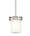 Hendrik 1-Light Mini Pendant With Brushed Nickel Finish And Satin Etched Cased Opal Glass Shade For Kitchen Island And Dining Room Lighting