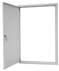 Premium Galvanized Steel Access Panel 24 By 36 Inches With Secure Lock And Key showing open door and keyhole.