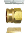 Garden Hose To Pipe Thread Adapter Swivel Fitting From Female Hose Thread To Three Quarter Inch Female Pipe Thread Brass Or PVC No Glue Required DIY Ready Easy Install Durable Connector, brass and PVC
