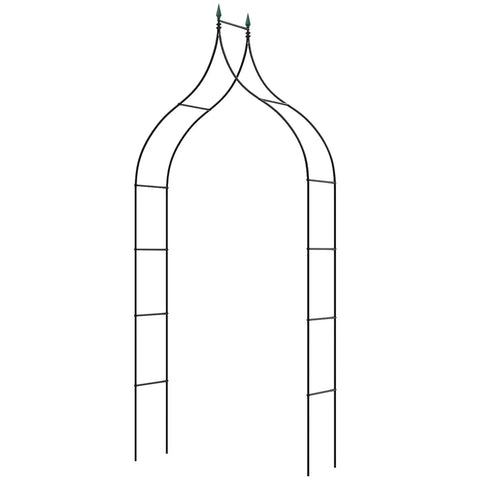 Metal Garden Arch Wedding Arbor With Gothic Spires 9.5 Ft High 4.1 Ft Wide Pergola For Climbing Roses And Vines Indoor Outdoor Patio Decor