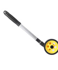 Phefop Extendable Measuring Wheel 0.5% Accuracy Metric Distance Roller with gray telescopic handle and yellow wheel.