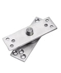 Steel hidden door hinge with 360-degree pivot for invisible door design, showcasing installation holes and pivot mechanism.