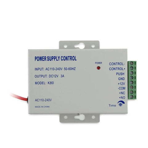 Power supply unit for heavy duty electric strike door lock system with RFID card PIN code access, ANSI standard 110V to 240V