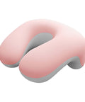 Desk Nap Pillow With Memory Foam Neck Support, Breathable Removable Cover, pink and white headrest for versatile use.