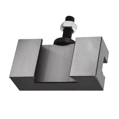 Rock Solid Wedge Type Piston Quick Change Tool Holder For Cnc Lathe And Home Metal Shops Accepts Up To 3/4 Inch Turning Bits, black steel design.