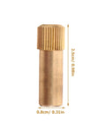 Close-up of Brass Shelf Support Peg with measurements, part of 4 Pack Rust Resistant Easy To Install Antique Design Cabinet Pins
