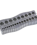 All Metal Handheld Drill Guide For Straight Holes With Twenty Five Drill Guides In One One Eighth To One Half Inch In Sixty Fourth Inch Increments