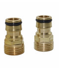 Copper Hose Tap Connector And Mixer Adaptor Water Pipe Joiner Fitting For Garden Hose Faucet Adapter Watering Tools Set Durable Copper Craft Easy Install 2 Pack, showing two connectors.