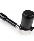 54mm Dosing Cup for Breville 54mm Portafilters and Home Espresso Rigs Fits Barista Express Pro Barista Touch Smart Grinder Niche Zero and Other 54mm Breville Machines Black in aluminum, hands-free dosing design attached to a portafilter.
