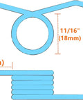 Diagram showing dimensions of Two Pack Metal Handle Extension Spring For Floor Jacks Torsion Return Spring Replacement 3 Ton Hydraulic Jack Tool Kit