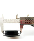 Two And Three Eighths Inch Round Plastic Tubing End Caps with caliper measuring 2.294 inches diameter, eight pack