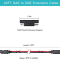 Heavy Duty SAE Extension Cable 16AWG 20 Foot For Battery Chargers And Trickle Chargers with polarity reversal adapter