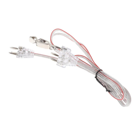 Universal Epee Fencing Body Cord With 3 Pin Plug Bend Protection, clear cable with metal clip, flexible conductive thread