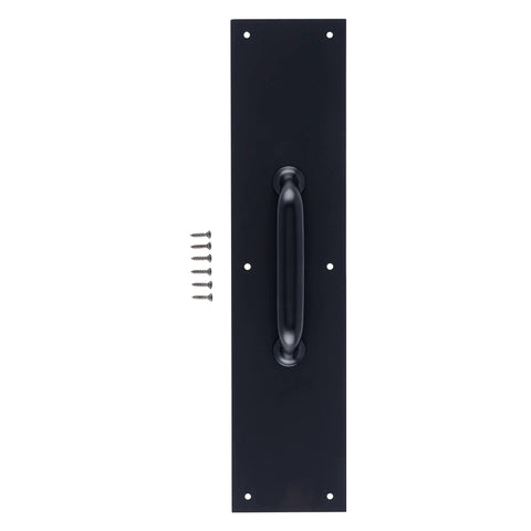 Commercial 15 Inch Stainless Steel Pull Door Plate In Matte Black Finish, Rust And Corrosion Resistant with screws
