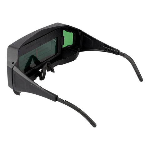 Side view of Solar Powered Auto Darkening Welding Glasses With Wide Shade For Tight Spaces Lightweight Safety Goggles