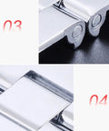 Close-up of Bright Zinc Alloy Dining Table Flap Hinge for Folding Tables, showcasing connection and finish details.