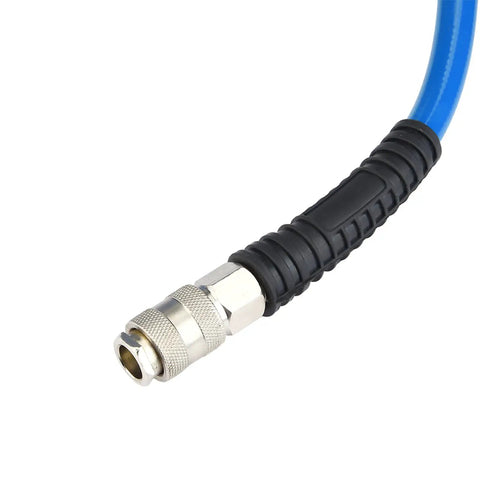 Rock Solid Heavy Duty PVC Air Compressor Hose 2 Pack 30 Meter Length 300 Psi Max Pressure Reinforced Polyester Braid close-up of quick connect coupling