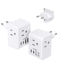 2 Pack European Travel Plug Adapter With 3 Outlets 4 USB Ports 2 USB C Ports 7 In 1 EU Power Travel Adapter Max 2500W for Europe