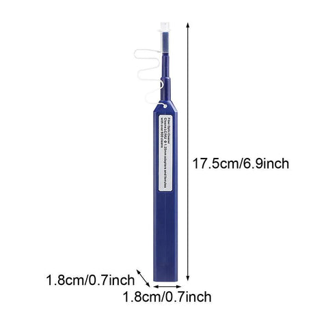 Blue fiber optic cleaning pen for LC/SC/ST connectors; one-click cleaner
