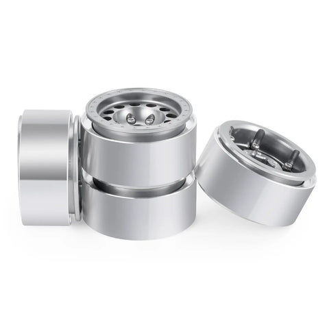 1.3 Inch Beadlock Aluminum RC Wheel Set For 1/18 TRX4M And 1/24 Axial SCX24 Crawler Upgrades In Silver Three Piece Easy Assembly