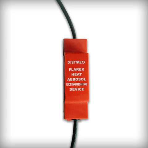 Automatic Aerosol Fire Suppression Kit For Electrical Cabinets And Control Panels Boasting Thermal Activation And Zero Drama Flame Stopping In A Compact Self Triggering Guard; red aerosol extinguishing device.