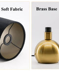 Black fabric shade and brass base of Small Bedside Lamp With Brass Base And Black Fabric Shade, Mini Table Lamp For Bedroom And Living Room
