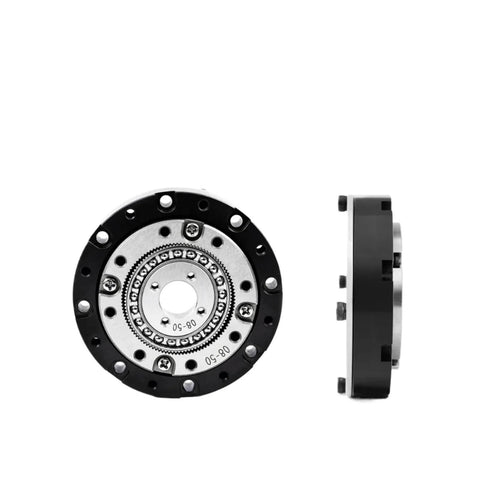 Front and side view of Strain Wave Gear Hollow Shaft 42mm Nema 11 BLDC Motor Speed Reducer 100 To 1 Gearbox for robot arm precision motion control.