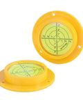 90mm Green Bullseye Bubble Level With Mounting Holes, Heavy Duty Pro Grade Spirit Level for RVs and Construction, shown in yellow.