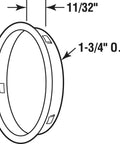 Diagram of solid brass closet door finger pull N 7135 dimensions, 1-3/4 inch O.D., 11/32 inch depth, for 1-3/4 inch thick doors.