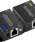 Huge 200 Foot Hdm Extender Over Cat6 Cat7 Ethernet Cable with DC5V and EDID features for connecting devices.