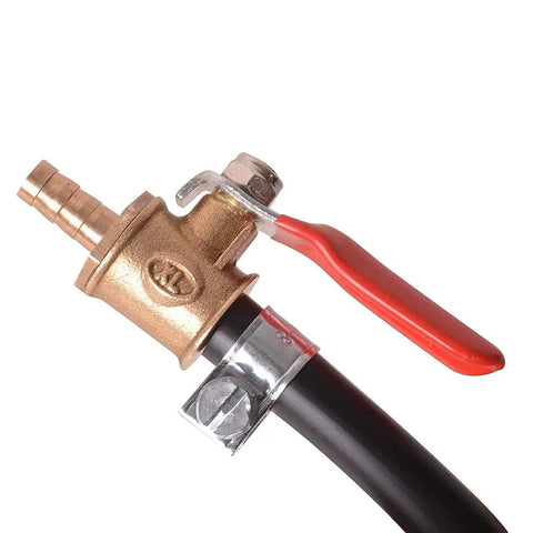 Brass cutoff valve with red lever on hose for 2L Auxiliary Gas Tank Kit For Motorcycles And Cars With Fuel Hose And Cut Off Valve Portable Gas Tank