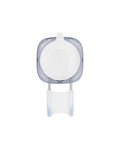 Front view of clear Suction Shower Hook For Loofahs Towels And Razors, No Drill Bathroom Organizer with strong suction cups on smooth tiles.