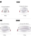 iumLeap 12 Pack Recessed LED Downlight - 3/4/5/6 Inch Anti-Glare Spotlights with Baffle Trim - 20w-White Light size specifications