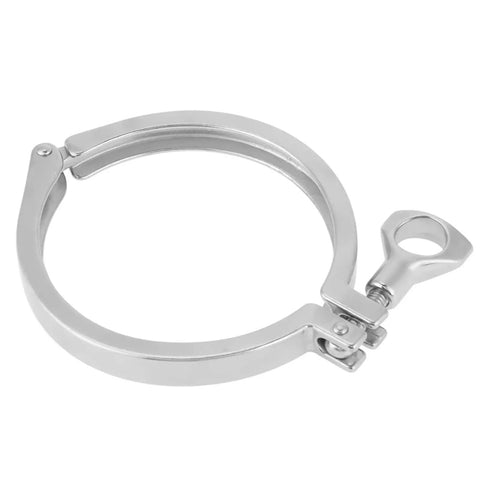 Rock Solid 4 Inch 102mm Sanitary Pipe Fitting Kit With End Cap Weld Ferrule Clamp And Silicone Gasket For Brewing Dairy And Food Processing Jobs That Need Heavy Duty Stainless Steel Gear That Lasts, 304 stainless clamp close-up