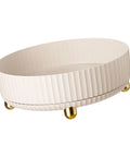 360 Degree Rotating Storage Turntable For Kitchen Cabinets And Dressing Table Space Saving Lazy Susan Organizer Cream White with gold feet